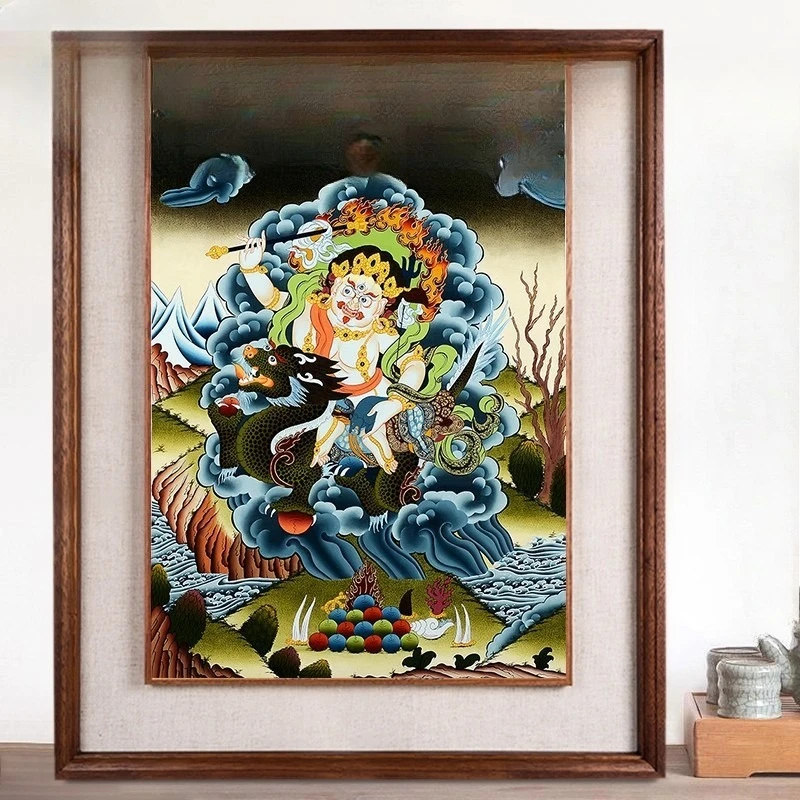 Hand painted white god of wealth thangka hanging painting home living room five road god of wealth statue decorative painting