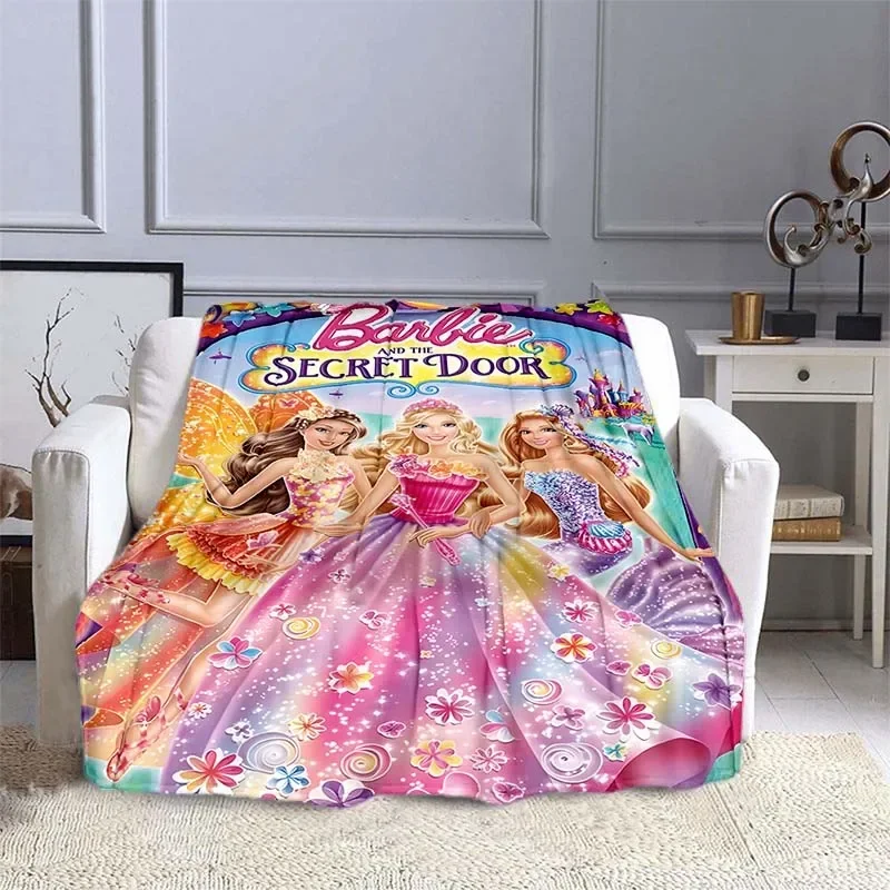 Pink Barbie Priness  Blanket Warm Soft Fluffy Kids Adult Quilt Sofa Bed Throw Blanket Outdoor Travel Camping Sheet Girls Pink