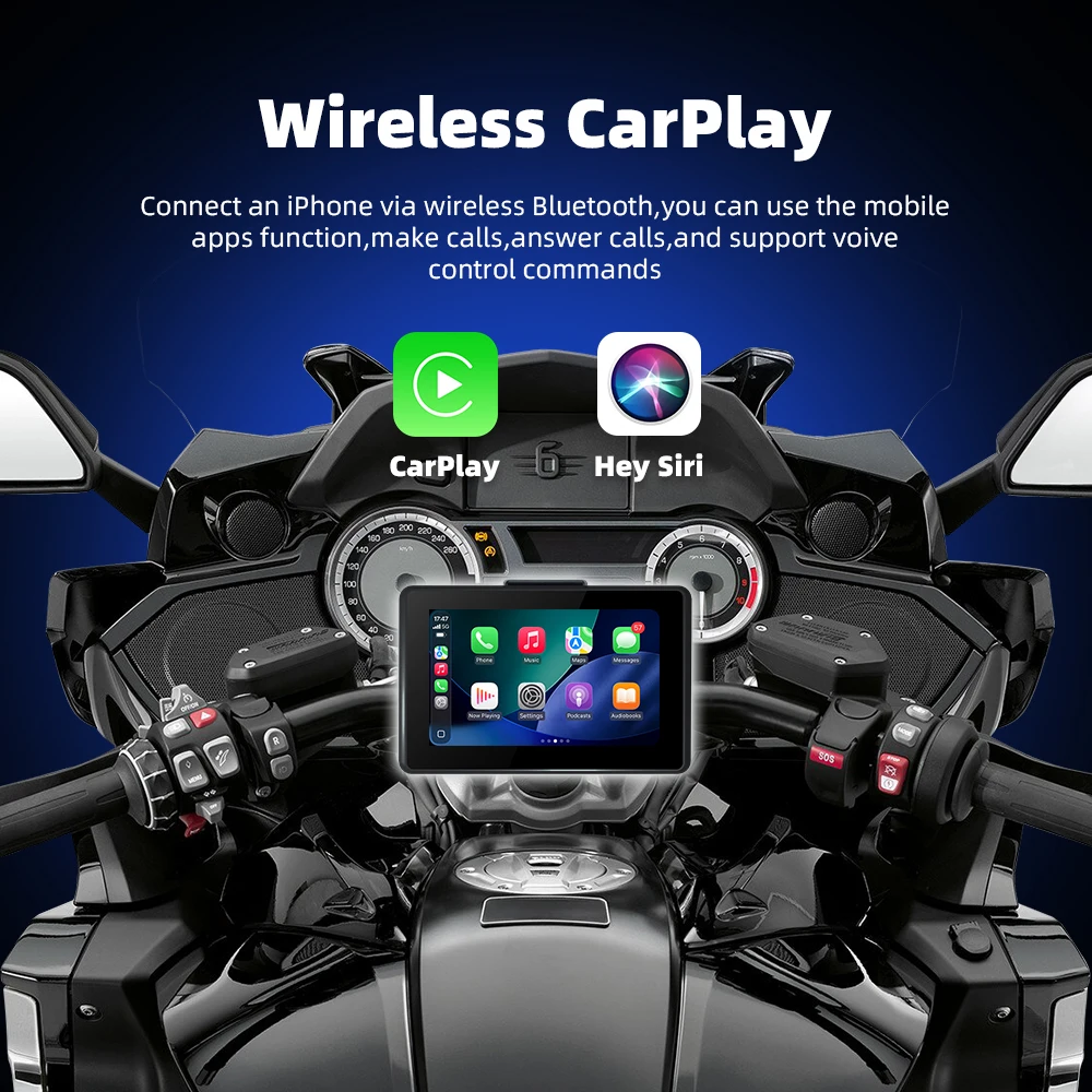 EKIY Wireless Carplay Android Auto For Universal Motorcycle For BMW Motorbike Portable TPMS  Dual Camera Screen Waterproof IP67