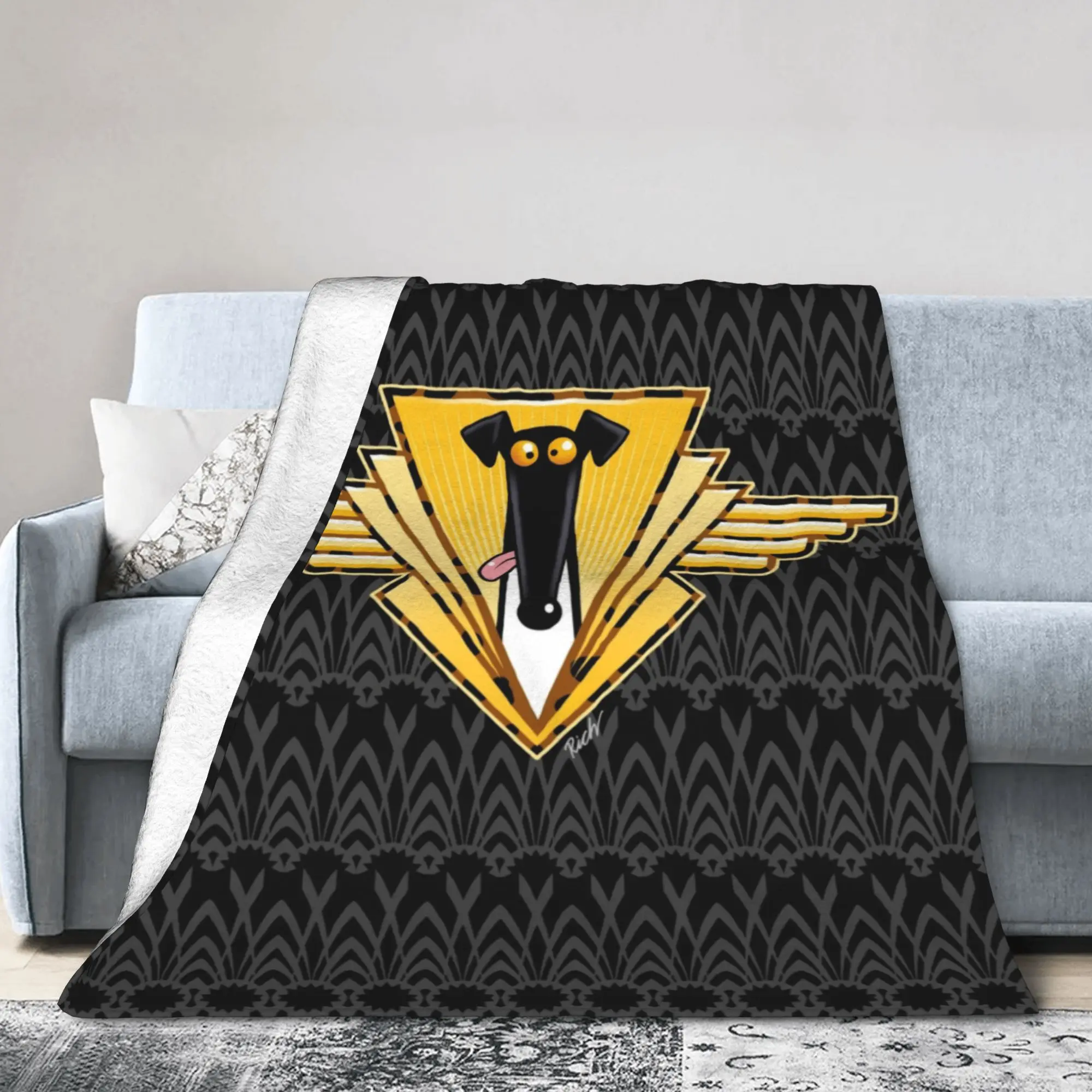 Custom Sofa Fleece Cute Hound Greyhound Throw Blanket Flannel Whippet Sighthound Dog Blankets for Bedding Office Couch Quilt
