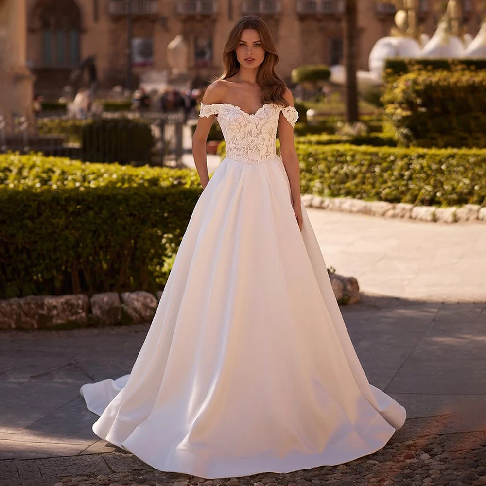 Charming Sweetheart Lace Wedding Dresses A Line Wedding Gowns Sweep Train Custom Made Bridal Dress 2026 Rode De Morrie