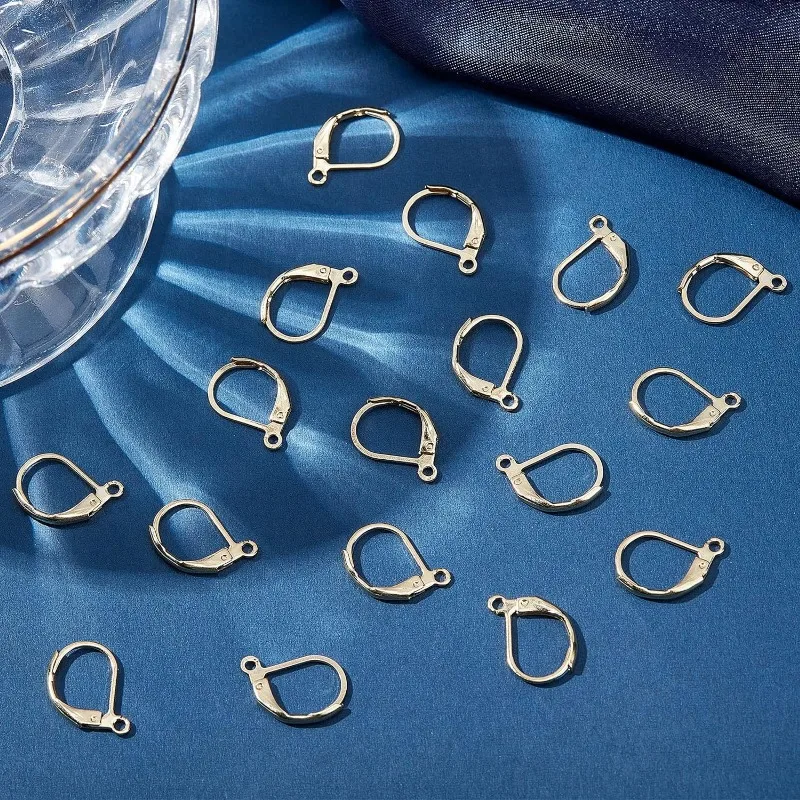 50Pcs/Box Leverback Earring Findings 24K Golden Plated Stainless Steel French Earring Hooks