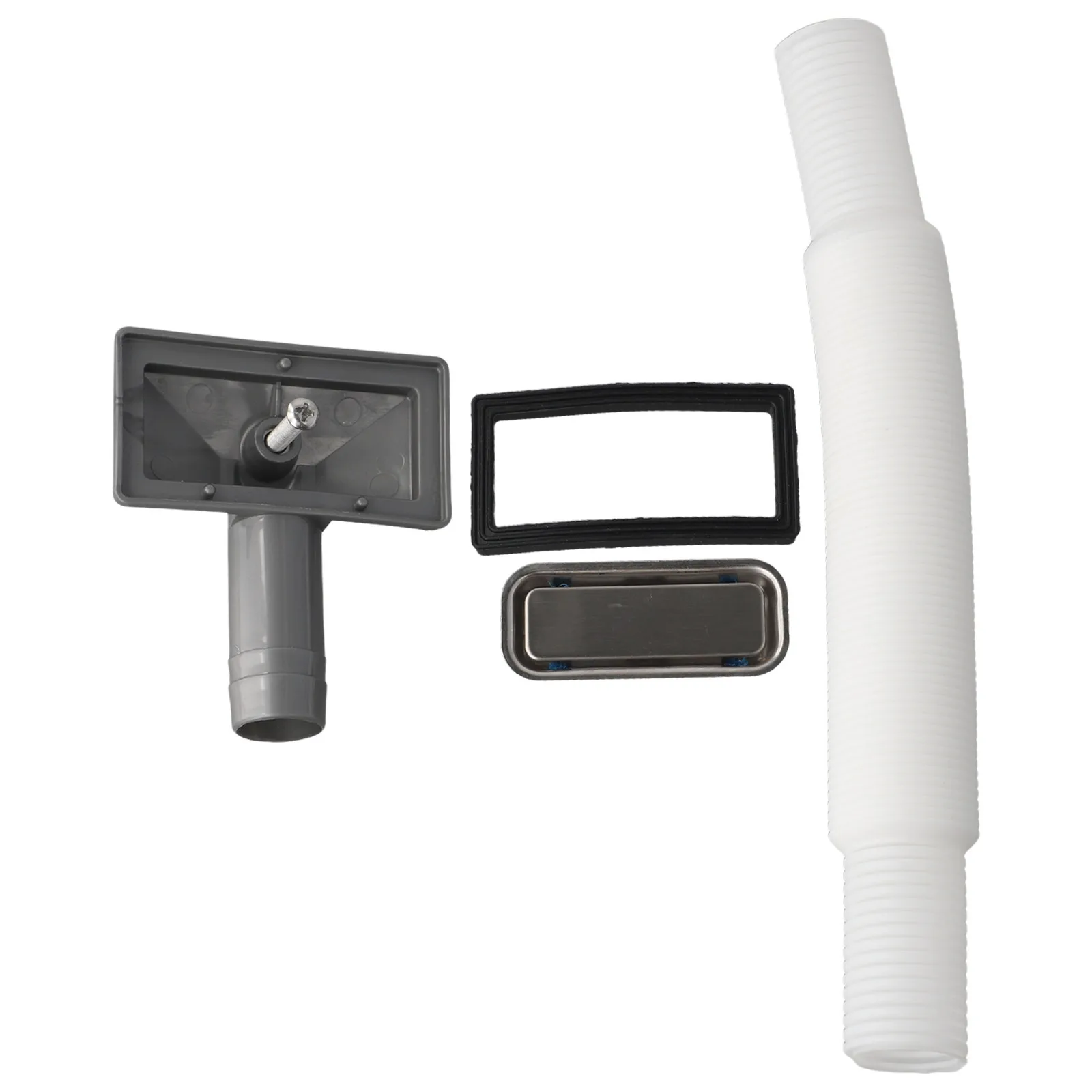 1PC Sink Drain Accessory Gray Square Overflow Head Drainage Waste Fittings Flexible Hose Drain Kitchen Sink Accessory