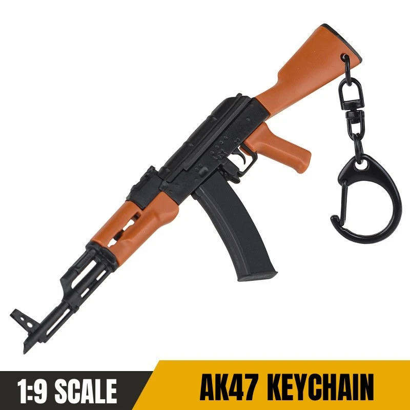 Mini Rifle Gun Keychain, Brinquedo em miniatura, Chaveiro Forma, Pistola Pingente, Presente de ornamento para o Exército Fan Collection, 1:9, AK47