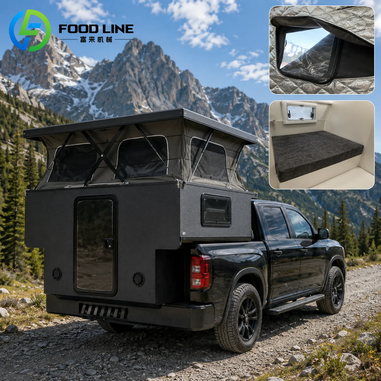 Pop tent camper module kit for pickup truck, MOQ 1.