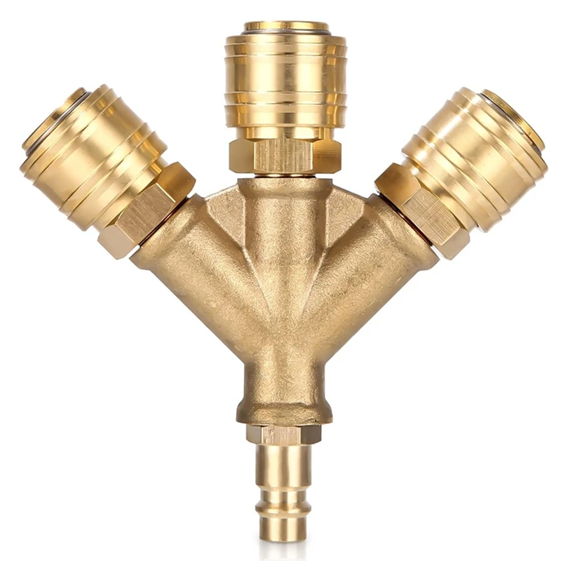 Compressed Air Distributor Triple With Couplings, NW 7.2 1/4AG Air Hose Quick Coupler Distributor