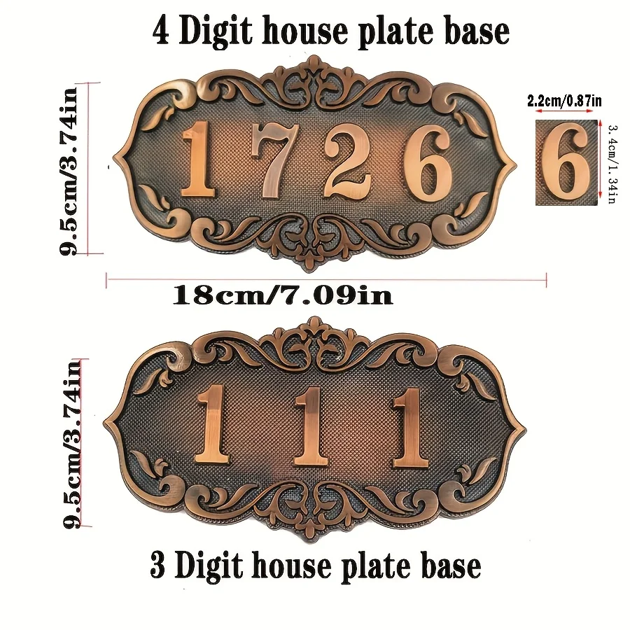 Imitation metal bronze door number ABS plastic door number 3-4 digits 0-9 Number