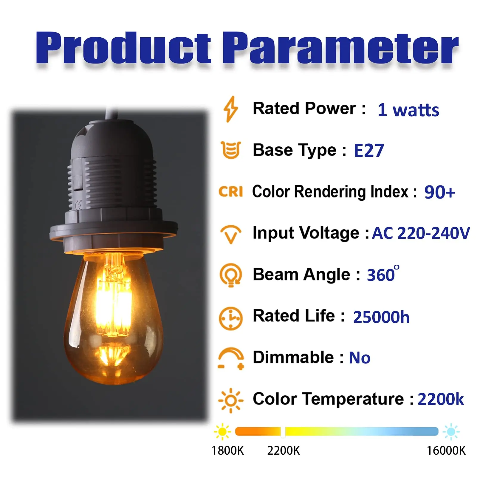 Hcnew 10PCS Retro LED Filament Light Bulb E27 220V 1W 3W Warm White ST45 Decorative Dimmable String Replace Vintage Edison Lamp