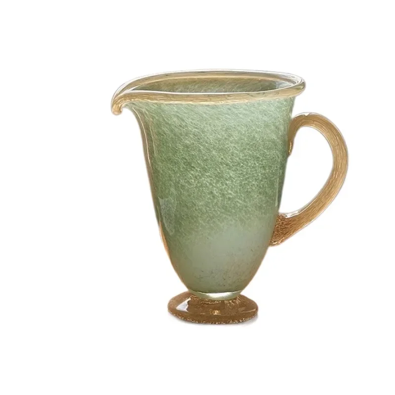 

Green glass vase, medium ancient style, glazed texture, jade milk pot, flower arrangement, water nourishment, home desktop