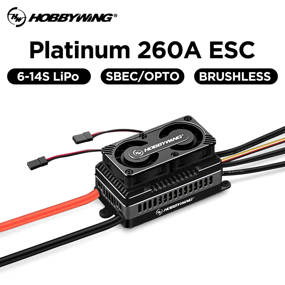 

HOBBYWING Platinum 260A SBEC/OPTO HV V5 ESC 6-14S Lipo Brushless Speed Controller