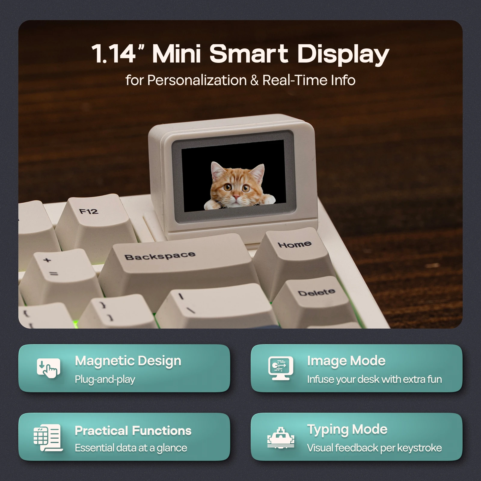 EPOMAKER RT98 98% ANSI US Layout Trójtrybowa Bezprzewodowa Modułowa Retro Klawiatura Mechaniczna do Gier z Odłączaną Mini Klawiaturą TV dla Win/Mac — zdjęcie produktu 4