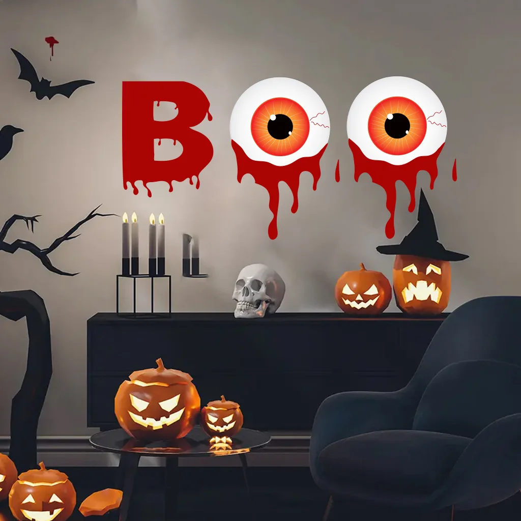 Halloween Letter Stickers Terror Eyeball PVC Sticker Bedroom Living Room Floor Sticker Halloween Decoration Wall Decal