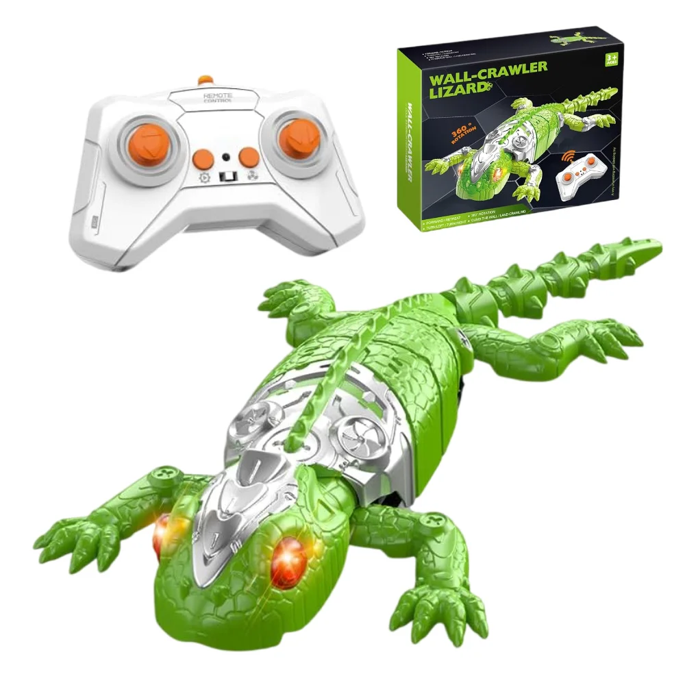 

Cool Wall-Climbing Gecko Robot Toy - Rechargeable Remote Control Crawler for Kids 4+! Sticks to Walls, Fun STEM Birthday Gift