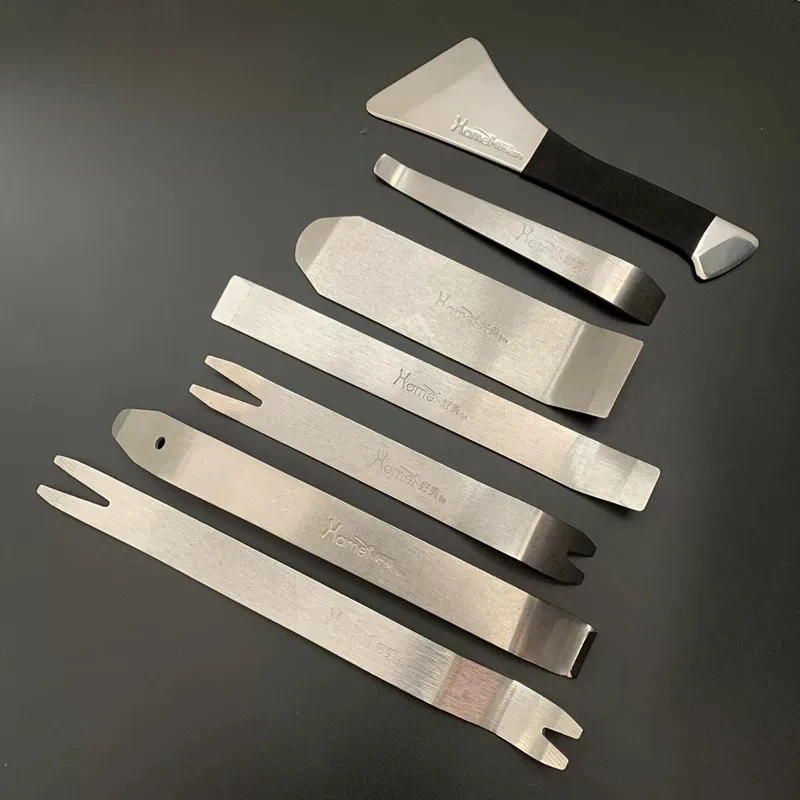 Stainless Steel Skid Plate Car Audio Modification Door Center Console Rearview Mirror Removal Skid Plate Metal Crowbar