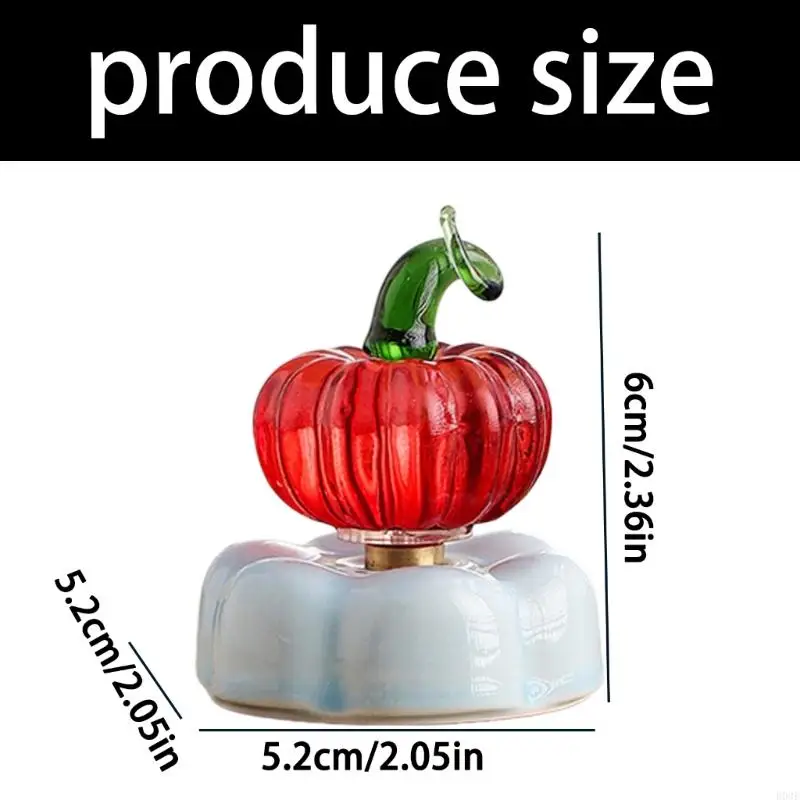 Pumpkin Tabletop Decors Figurine with Rotating Display Base and Curled Stem for Shelf Desktop and Tea Table Styling B03E
