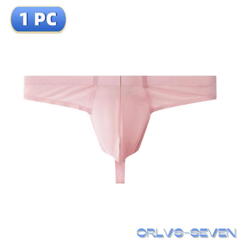 M-XXL Ultra-thin Seamless Ice Silk Men Thong Underwear Male U Pouch T-back Tangas Male Low Rise Brief Panty