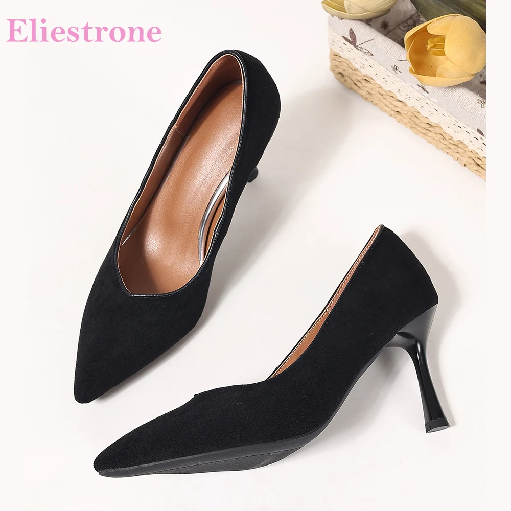 2026 Autumn Mature Women Pumps Pointed Toe High Thin Heels Oversized Lady Dress Shoes Large Plus Size 11 43 45 Non-slip