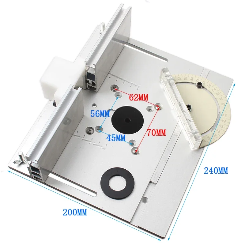 Aluminum Router Table Insert Plate W/Miter Gauge For Woodworking Benches Table Saw Multifunctional Trimmer Engraving Machine