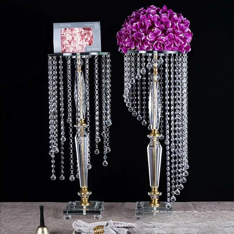 European romantic crystal flower stand road guide, crystal flower stand ornament dining table candlestick