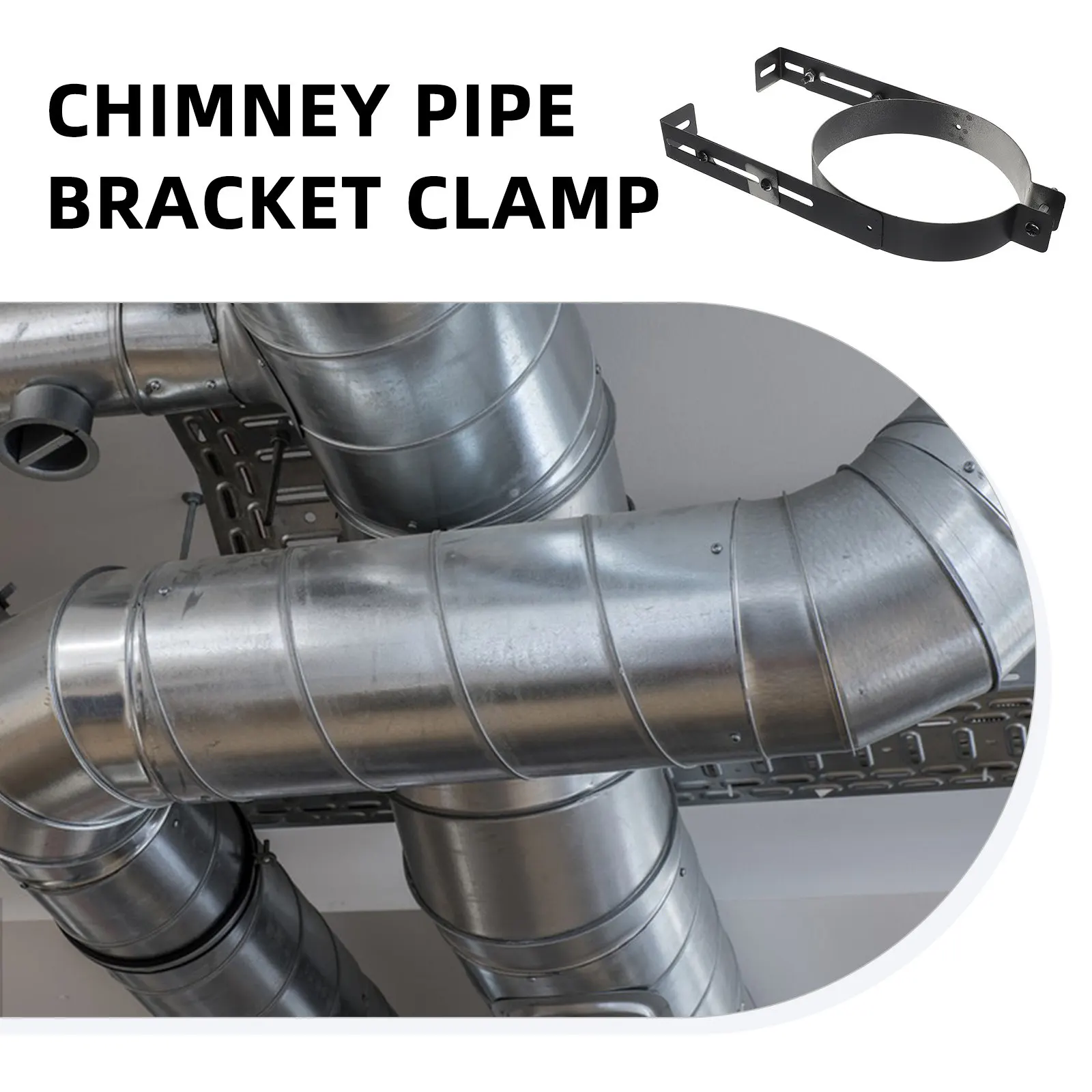 Stainless Steel Chimney Pipe Bracket Adjustable Wall Mount Holder Reliable Stove Pipe Support Clamp for Chimney Extension