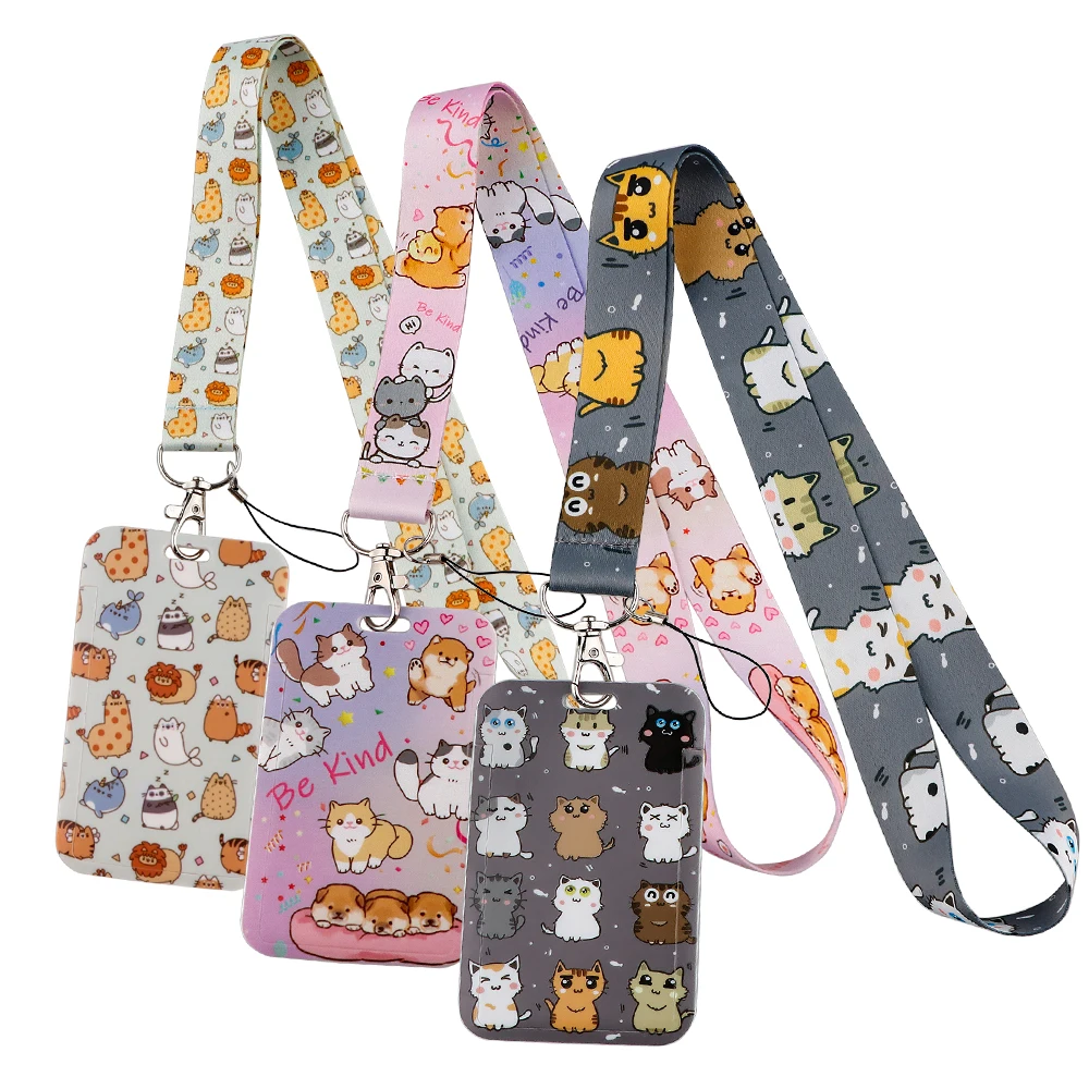 

Cartoon Cute Cat Series Neck Strap Lanyards Keychain Badge Holder ID Card Pass Hang Rope Lariat Lanyard for Keyring Accessories