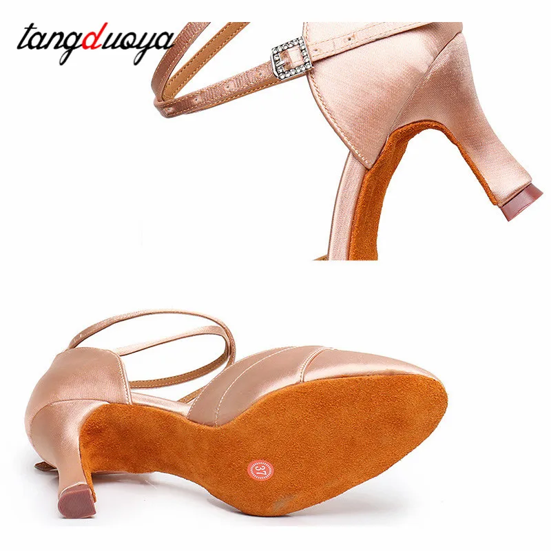 Silk Ballroom Women Latin Dance Shoes Modern Pole Dance Shoes Salsa Tango High Heels Latin Shoes For Girls Ladies