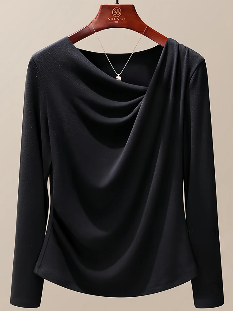 

Faionable Long Sve футболка корейский дизайн повседневная осень Новое поступление женский топ с высокой талией для поездок на работу ветер универсальный размер