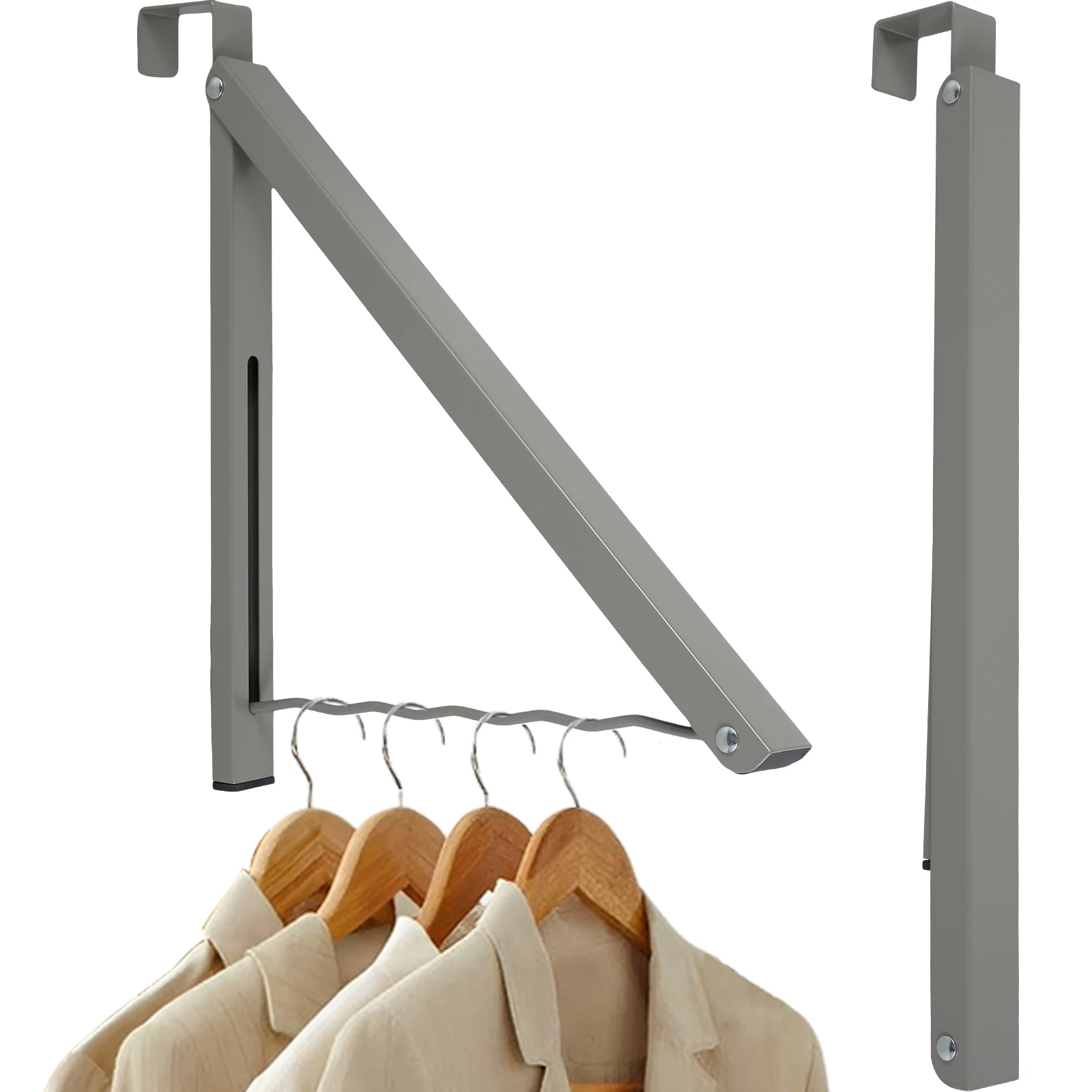 2Pcs Over The Door Hook Hooks Stainless Steel Punch-free Hanger Bedroom Organizer Coat Hat Hanger Collapsible