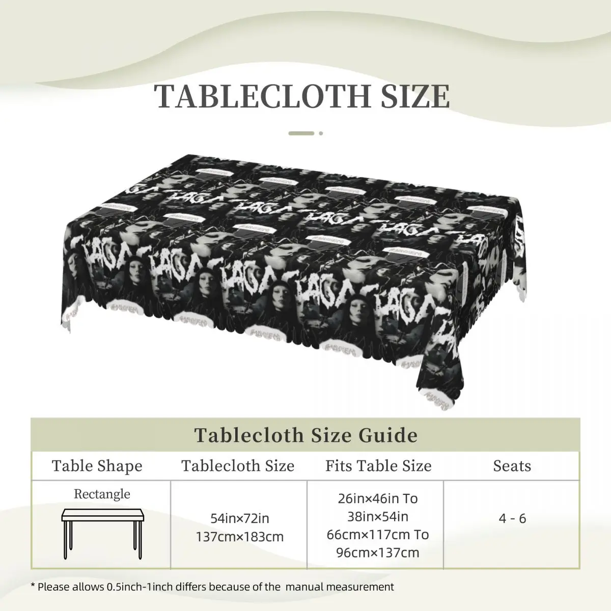 Lady Gaga Mayhem Album Custom Rectangular Tablecloth Waterproof Table Cover for Dining Events Table Cloth