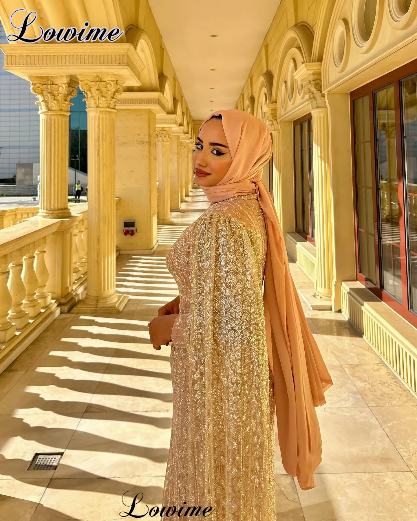 Middle East Muslim Evening Dresses Mermaid Formal Occasion Dresses With Long Sleeves Robes De Soirée Dubai Prom Party Gowns