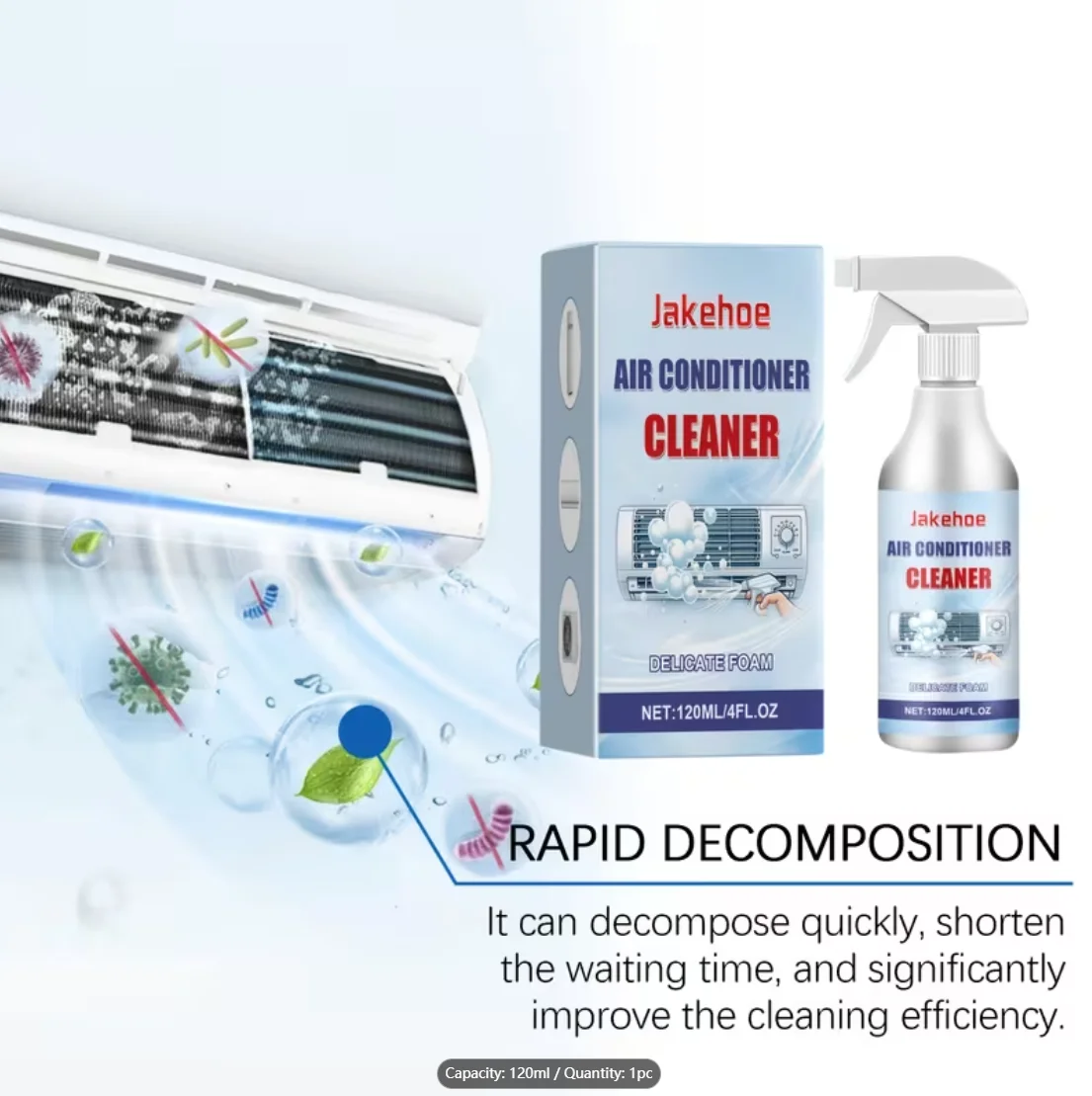 AC Cleaner, spray directly without disassembly, efficient and convenient. Ideal for bedroom & living room. Multi-purpose foam cl