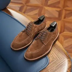 Men's Genuine Leather Suede Business Casual Formal Round Toe Derby Shoes Frosted Leather Men's Shoes