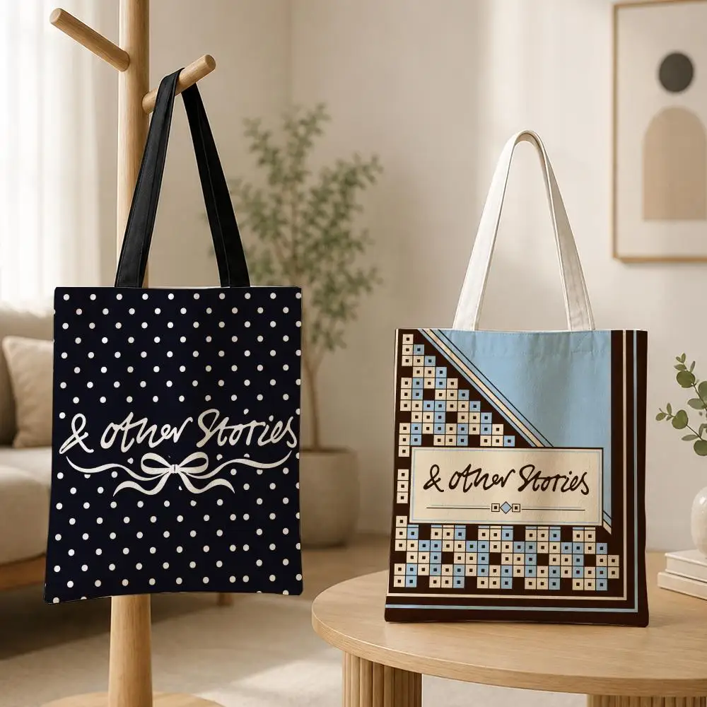 Brand Stories&Other Storage Bags Canvas Tote Bag for Women, Reusable Shoulder Shopping Bag for School, Work, Travel & Gifts