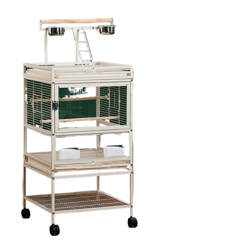 

Parrot transparent bird cage household horizontal silk double layer