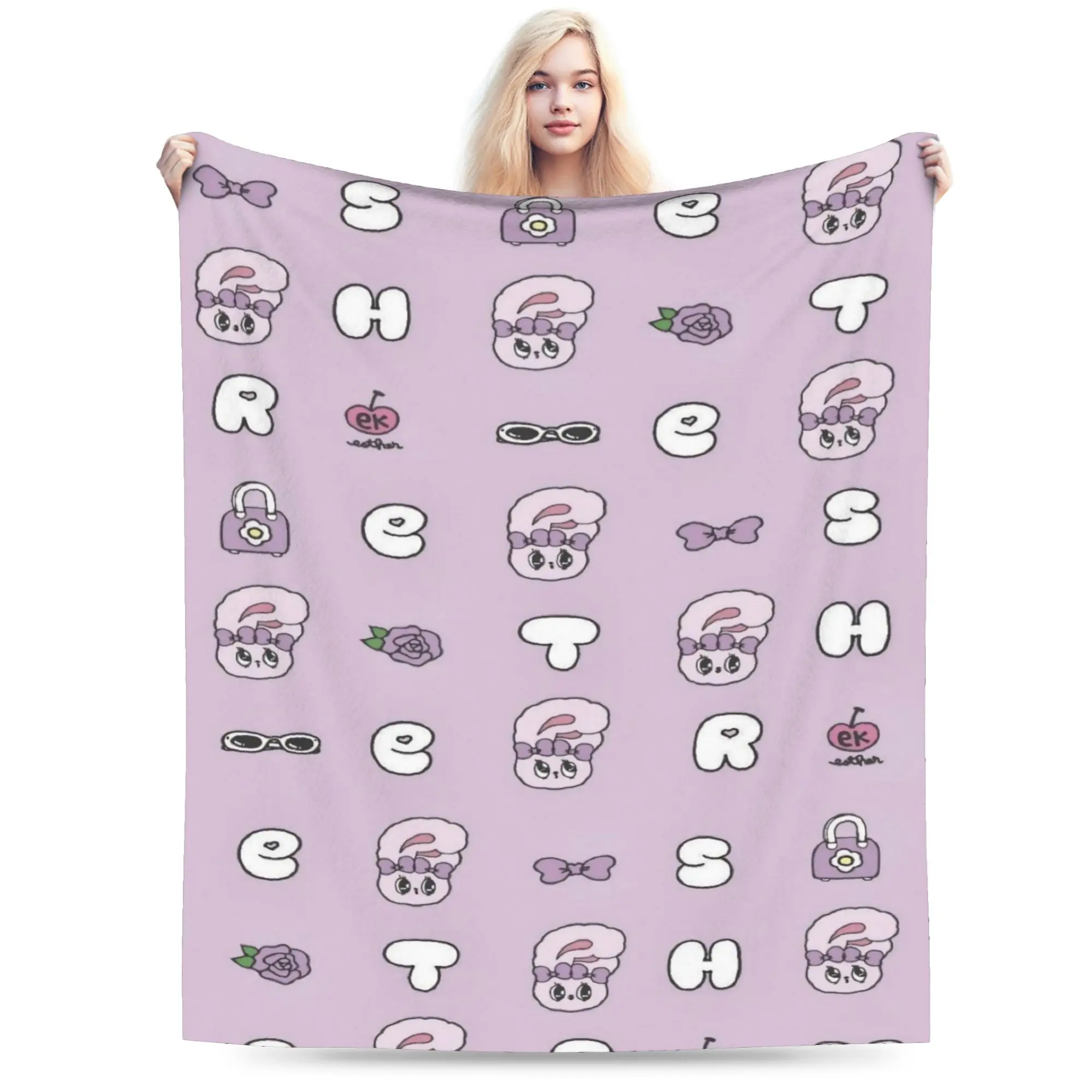 Super Soft Esther Bunny cartoon rabbit Throw Blanket Premium Flannel Fleece Lightweight  Bed Blanket Cozy Fluffy Blankets