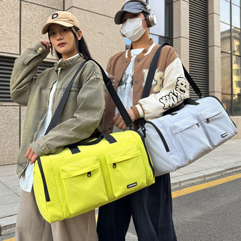

Unisex Travel Duffle Bag with Separate Wet Dry Compartment Swimming Beach Yoga Fitness Shopping Bag Men Women shoe compartment