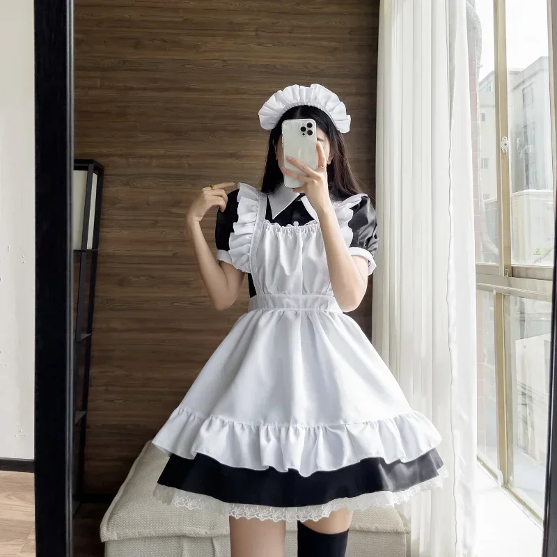 

Gothic Lolita Anime Maid Cosplay Costumes Women Plus Size Love Live Cosplay Halloween Animation Sweet Coffee Waitress Role Play