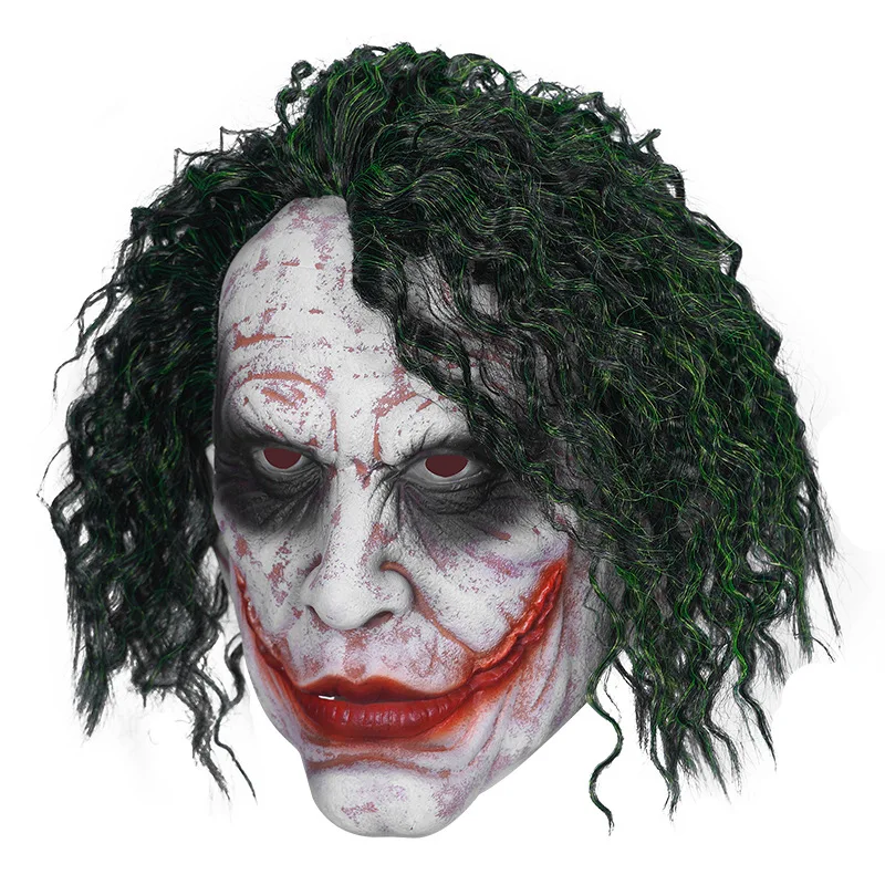 Latex-Maske Kostüm Cosplay Männer-Lächelnmaske mit Grünem Haar Halloween Erwachsenen-Rollenspiel Verkleidungsparty Requisiten – Detail 2