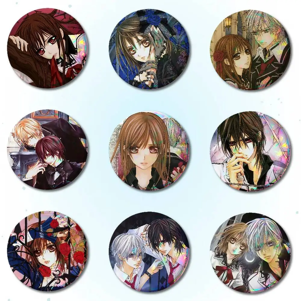 V-Vampire K-Knight Badges Round Brooch Cute Cartoon Idol Cosplay Badges DIY Backpack Clothing Jewelry Pins