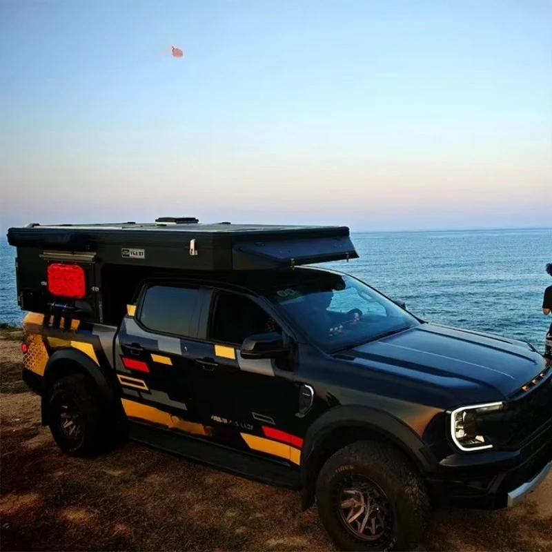 Luxury Pickup Camper Van Roof Tent, Retractable Sunshade, with Kitchenware, Suitable for Outdoor Camping and Travel.