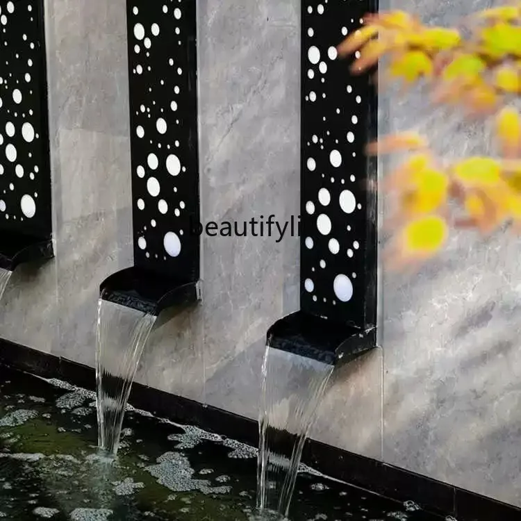 

Light box waterscape wall outdoor waterfall water landscape wall courtyard water landscape fish pond background wall decoration