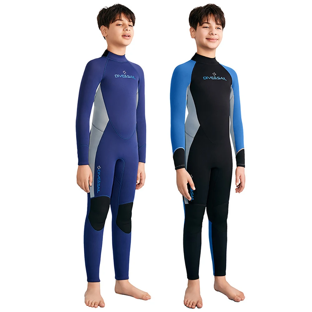 Teenagers Boys Girls Wetsuits 2.5mm Neoprene Diving Suits Keeps Warm One-Piece Swimsuits Beachwears for Swimming Surfing Diving