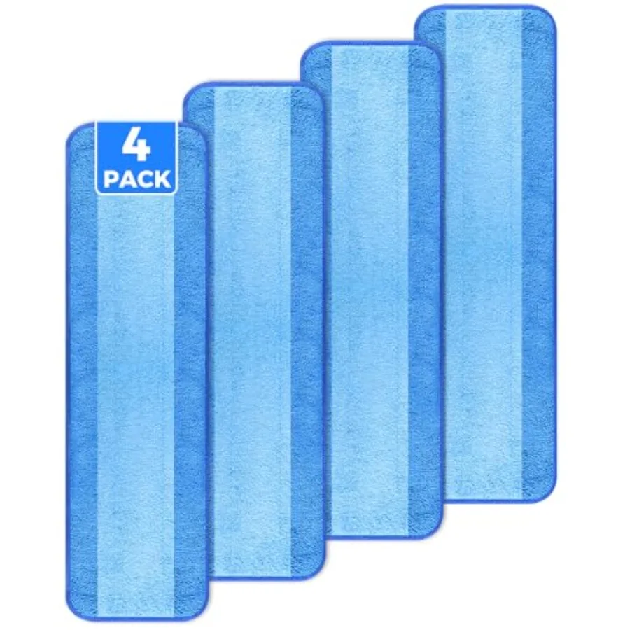 

4-Pack Microfiber Cleaning Pads, 18-Inch Microfiber Mop Pads Compatible with Bona Mop, Washable and Reusable Mop Pad Refills fo