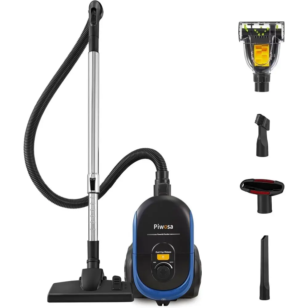 

High-Suction Canister Vacuum Cleaner, 17KPA Power for Carpets and Hard Floors, Lightweight with HEPA Filter, 2-Motor System, 3 T