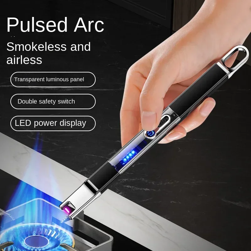 New Transparent Luminous Panel Windproof Electric Arc Lighter Kitchen Portable USB Charging Lighter Aromatherapy Candles