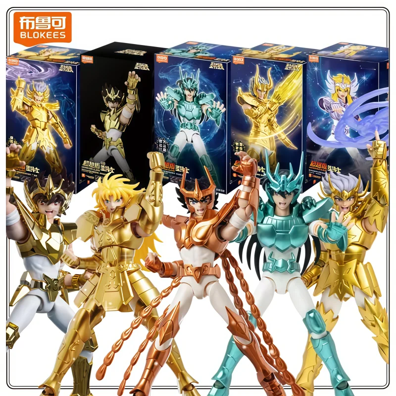 BLOKEES Original Gold Saint Seiya Edition Gemini Gemini SAGA Phoenix Ikki Draco Pegasus Action Figure Assembly Model Toys Gift