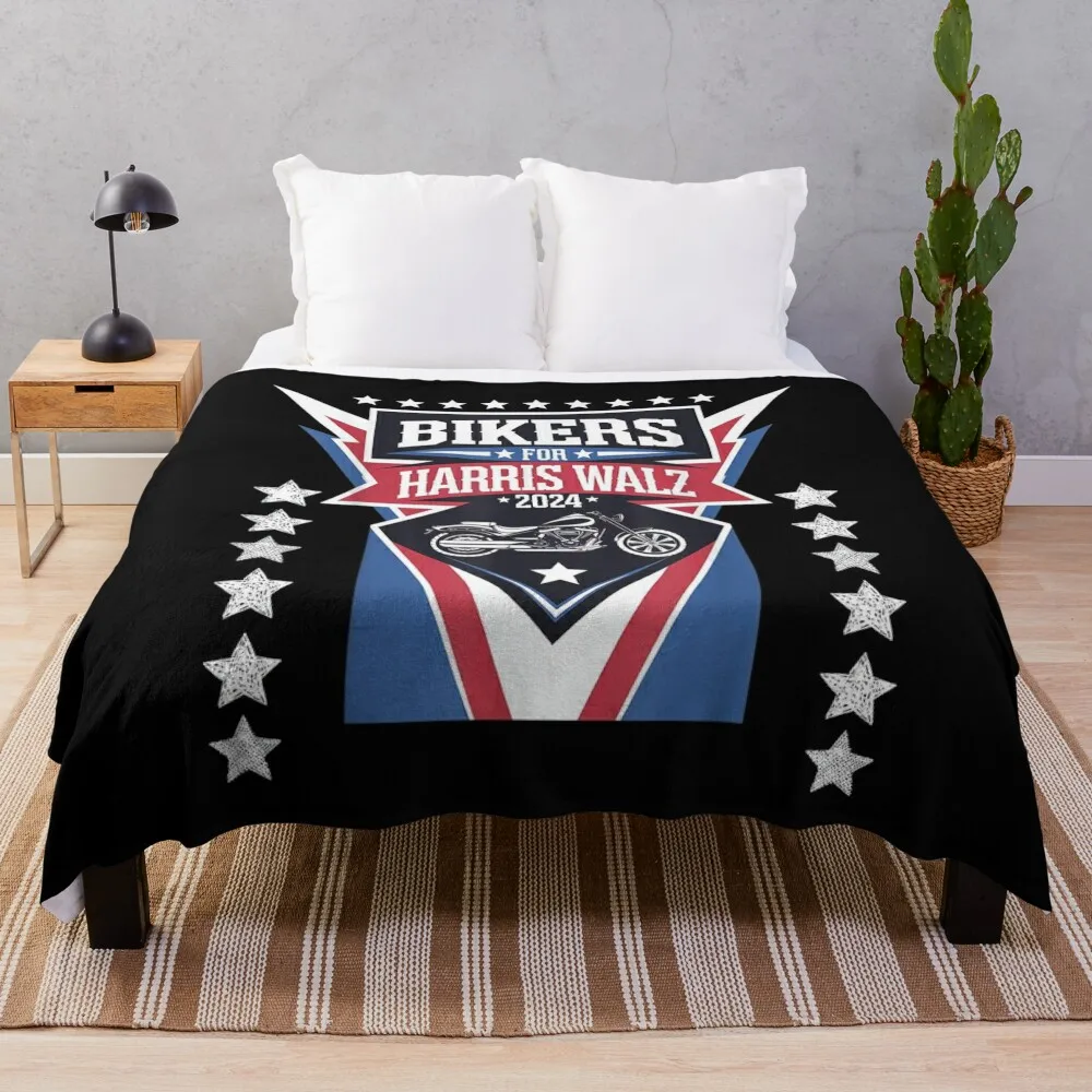 Bikers For Harris Walz 2024 Throw Blanket Moving Blankets For Bed Fashion Sofas christmas gifts Blankets