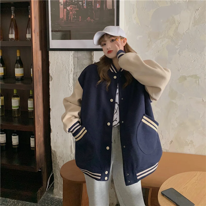 ZOUXO Jackets for Women 2024 Spring Autumn Hiphop Baseball Jacket Kpop Loose Vintage Coat