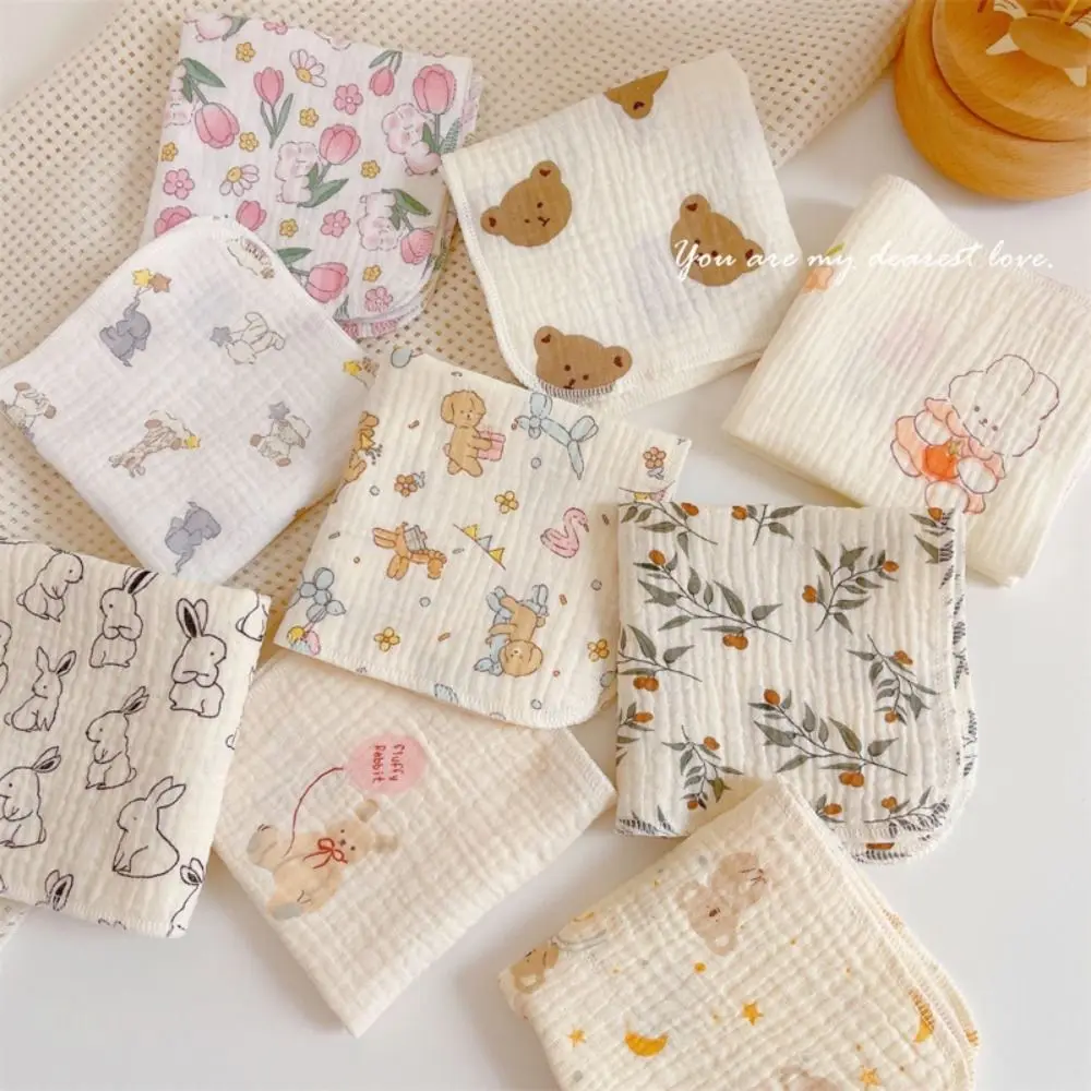 Cotton Baby Face Towel Floral Print Square Soft Saliva Towel Feeding Burp Cloths Infant Bib Children's Absorbent Handkerchief