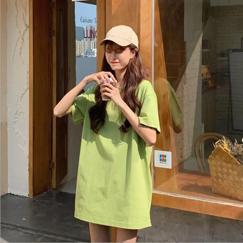 

Solid Color Loose T Shirt Women Spring Summer Short Sleeve Round Neck T-shirt Woman Casual Loose Tshirt Women High Quality 2023